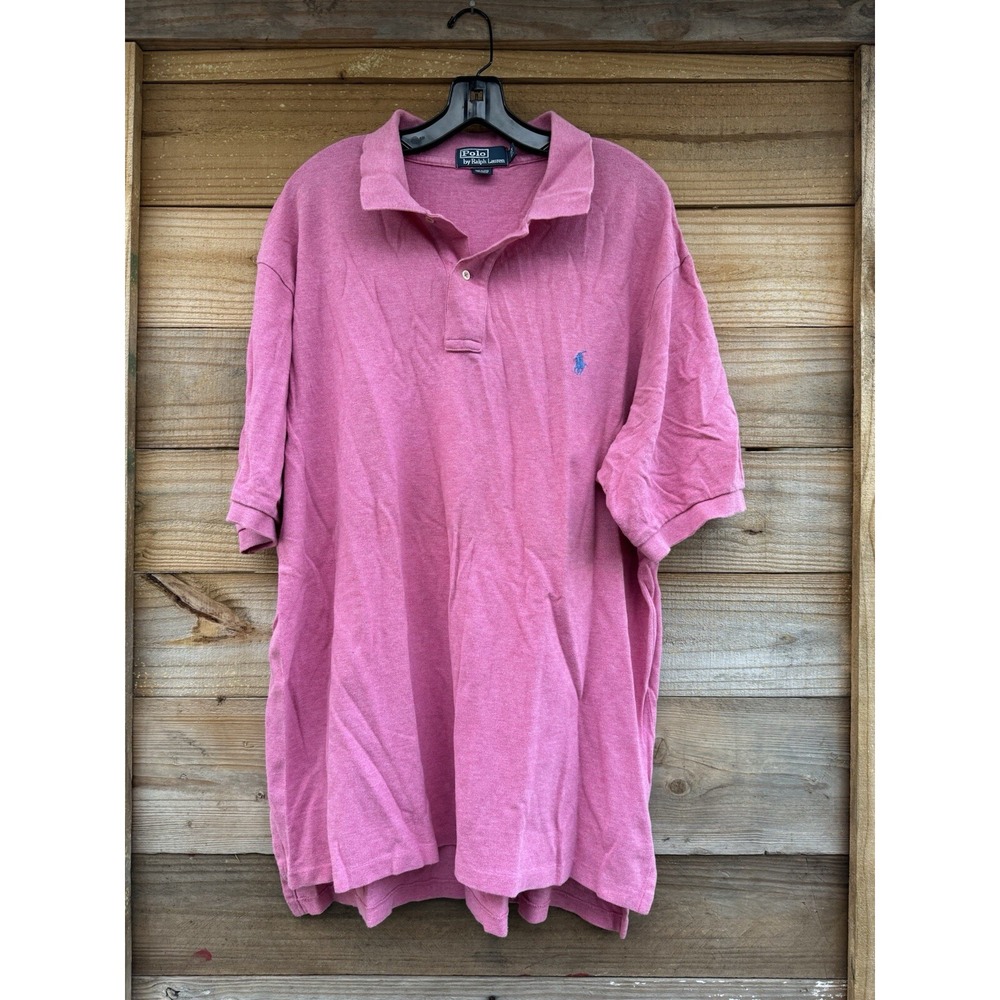 Vintage 90s Pink Polo Ralph Lauren Mens Size XL Tall Blue Pony Logo Vintage